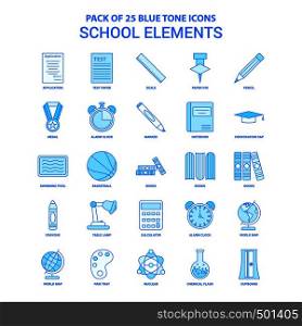 School Elements Blue Tone Icon Pack - 25 Icon Sets