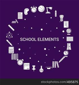 School Elements Icon Set. Infographic Vector Template
