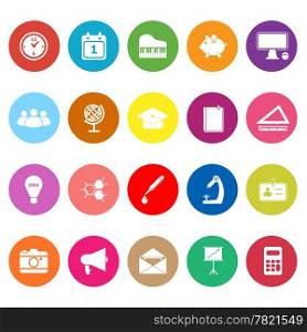 School flat icons on white background, stock vector