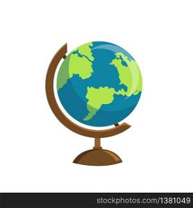 School globe icon isolated on white background. Globe earth in flat style. Vector stock.