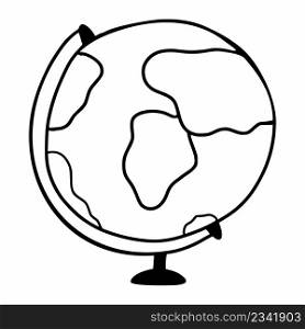 School globe in style of doodle. Globe. Vector line icon.
