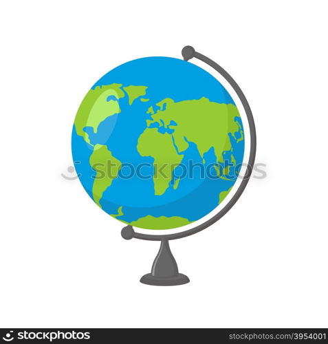 School Globe - model of Earth. Model of celestial sphere of planet. Object of learning. Icon of globe. Sphere map of continents and oceans