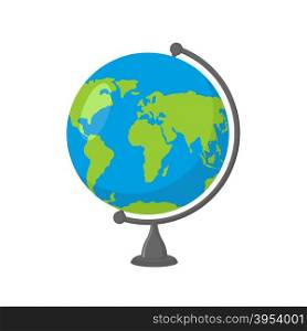 School Globe - model of Earth. Model of celestial sphere of planet. Object of learning. Icon of globe. Sphere map of continents and oceans