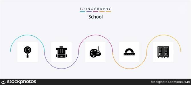 School Glyph 5 Icon Pack Including read. education. draw. geometry. drawing
