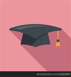 School graduation hat icon flat vector. Academy student. Academic cap. School graduation hat icon flat vector. Academy student