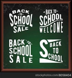 School green chalkboard. Green chalkboard with text Back to school. Vector illustration.