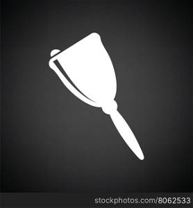 School hand bell icon. Black background with white. Vector illustration.