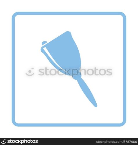 School hand bell icon. Blue frame design. Vector illustration.