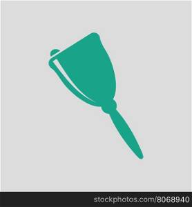 School hand bell icon. Gray background with green. Vector illustration.