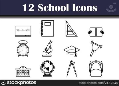 School Icon Set. Bold outline design with editable stroke width. Vector Illustration.