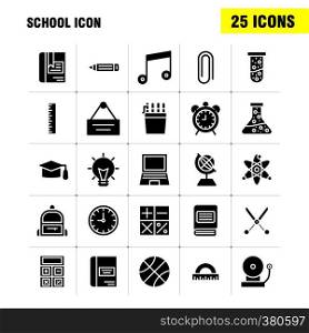 School Icon Solid Glyph Icon Pack For Designers And Developers. Icons Of Education, Globe, School, Backpack, Bag, Learn, Learning, School, Vector