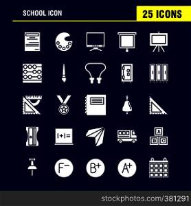 School Icon Solid Glyph Icon Pack For Designers And Developers. Icons Of Education, File, Paper, School, Art, College, Paint, Painting, Vector