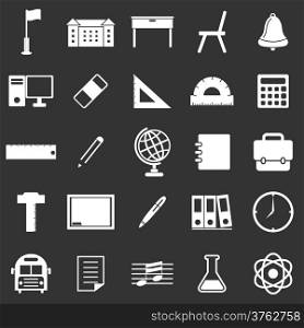 School icons on black background, stock vector