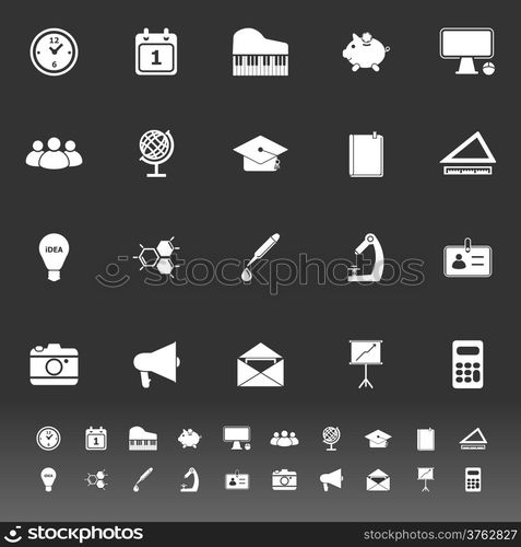 School icons on gray background, stock vector