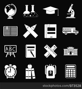 School icons set vector white isolated on grey background . School icons set grey vector