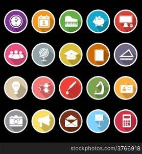 School icons with long shadow, stock vector