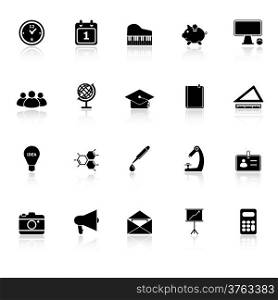 School icons with reflect on white background, stock vector