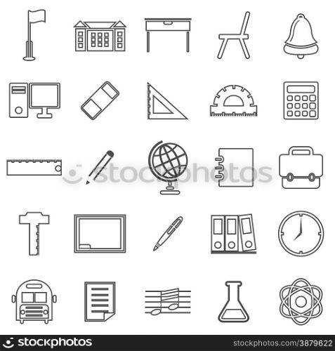 School line icons on white background, stock vector