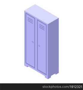 School locker icon isometric vector. Door room. Gym corridor. School locker icon isometric vector. Door room