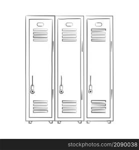 School locker vector icon. Changing room doodle outline sign. School locker vector icon. Changing room doodle outline sign.