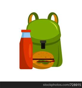 School lunch icon. Flat illustration of school lunch vector icon for web. School lunch icon, flat style