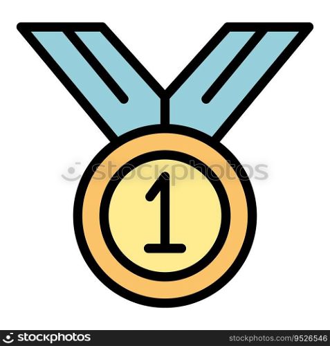 School medal icon outline vector. Private learn. Class online color flat. School medal icon vector flat