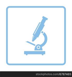 School microscope icon. Blue frame design. Vector illustration.