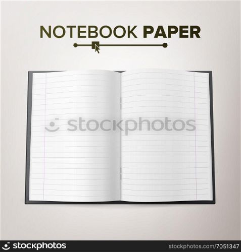 School Notebook Paper Vector. Linked Paper Pages. Realistic 3d Mock Up Isolated Illustration. School Notebook Paper Vector. Exercise School Book. Realistic 3d Mock Up Isolated Illustration