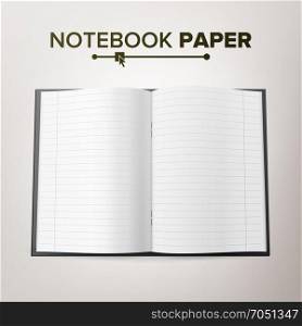 School Notebook Paper Vector. Linked Paper Pages. Realistic 3d Mock Up Isolated Illustration. School Notebook Paper Vector. Exercise School Book. Realistic 3d Mock Up Isolated Illustration