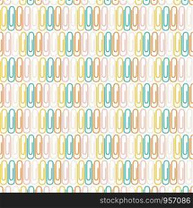 School or office supplies background with paperclip. Back to school pattern. Seamless stationery tool vector illustration.