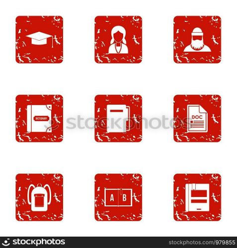School personnel icons set. Grunge set of 9 school personnel vector icons for web isolated on white background. School personnel icons set, grunge style