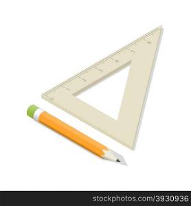 School ruler and isometric icon. School ruler and isometric icon vector graphic illustration