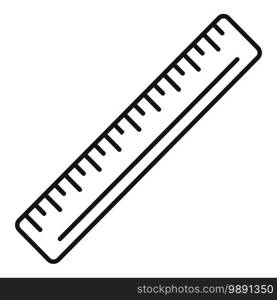 School ruler icon. Outline school ruler vector icon for web design isolated on white background. School ruler icon, outline style