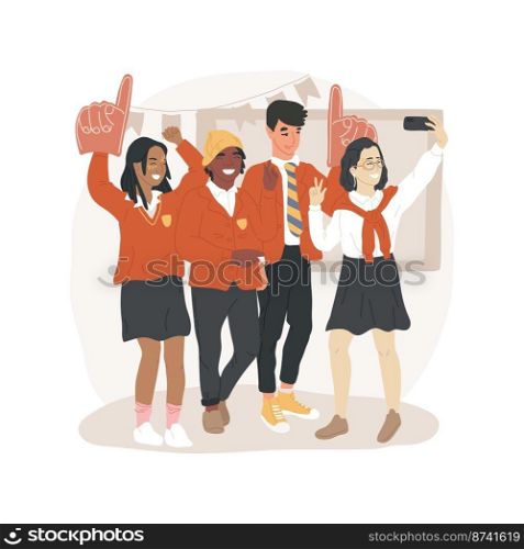 School Spirit Day isolated cartoon vector illustration. Students dressed up in school colors, wearing mascots, spirit week, special theme day, build community, celebrate pride vector cartoon.. School Spirit Day isolated cartoon vector illustration.