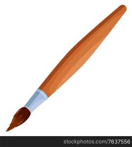 School stationery supply, paintbrush or painting tool isolated object vector. Brush with wooden handle, art lesson equipment, education and knowledge. Back to school concept. Flat cartoon. Paintbrush or Painting Tool, School Stationery