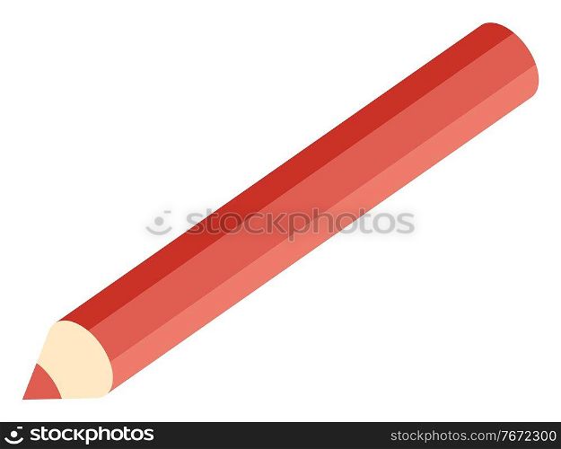 School stationery supply, red pencil or drawing tool isolated object vector. Draw or write, art lesson equipment, schoolbag item, academic year instrument. Pencil or Drawing Tool, School Stationery Supply