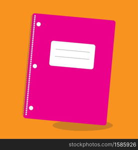 school, supplies, notebook, pink, 22, Vector, illustration, cartoon, gra