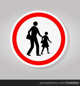 School Traffic Road Sign Isolate On White Background,Vector Illustration