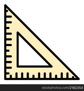 School triangle ruler icon. Outline school triangle ruler vector icon color flat isolated. School triangle ruler icon color outline vector