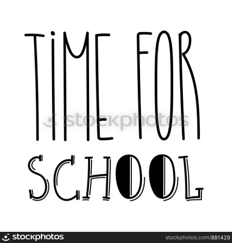 School typography sign for children. Start of the educational season, year, semester. Hand drawn unique lettering design for kids. Back to school text symbol. Funny font phrase for print, web.