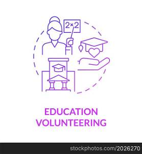 School volunteering purple gradient concept icon. Social participation. Educational charity program. Volunteer aid at abstract idea thin line illustration. Vector isolated outline color drawing. School volunteering purple gradient concept icon
