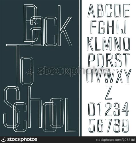 Schoolart. Back To School. Alphabet and Numbers Abstract Lettering. Vector design.