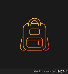Schoolbag gradient vector icon for dark theme. Bag for carrying books and stationery items. Backpack for school. Thin line color symbol. Modern style pictogram. Vector isolated outline drawing. Schoolbag gradient vector icon for dark theme