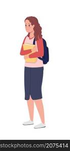 Schoolgirl feeling frustrated semi flat color vector character. Standing figure. Full body person on white. Depression isolated modern cartoon style illustration for graphic design and animation. Schoolgirl feeling frustrated semi flat color vector character