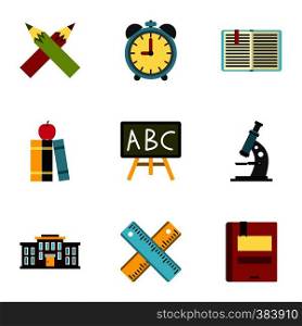 Schoolhouse icons set. Flat illustration of 9 schoolhouse vector icons for web. Schoolhouse icons set, flat style