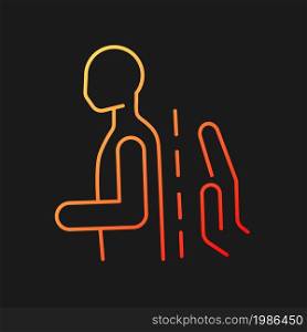 Schroth method gradient vector icon for dark theme. Scoliosis nonsurgical treatment. Spine alignment. Thin line color symbol. Modern style pictogram. Vector isolated outline drawing. Schroth method gradient vector icon for dark theme