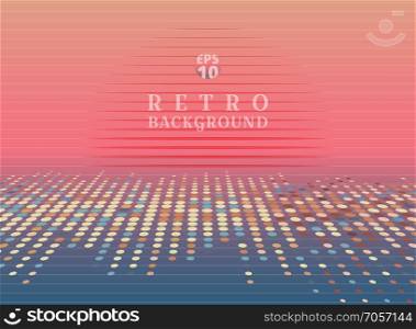 Sci fi futuristic abstract 80s Retro Neon gradient background with graphic sun on horizon. Vector illustration