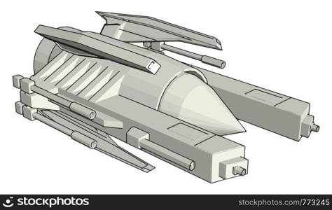 Sci-fi galaxy battle cruiser vector illustration on white background