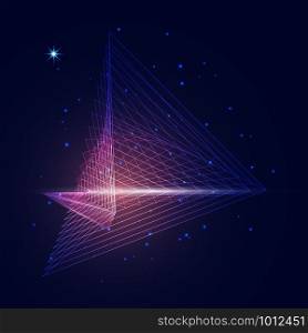 Sci-Fi pyramid line network background, stock vector