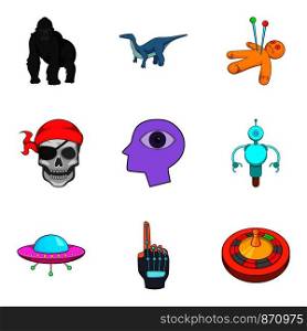 Sci icons set. Cartoon set of 9 sci vector icons for web isolated on white background. Sci icons set, cartoon style